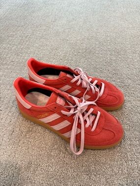 adidas Coral Suede Sneakers with Light Pink Stripes